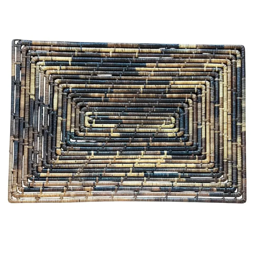Set 4 Brown Rattan Woven Rectangular Placemats Table Dining Decor Kitchen Boho